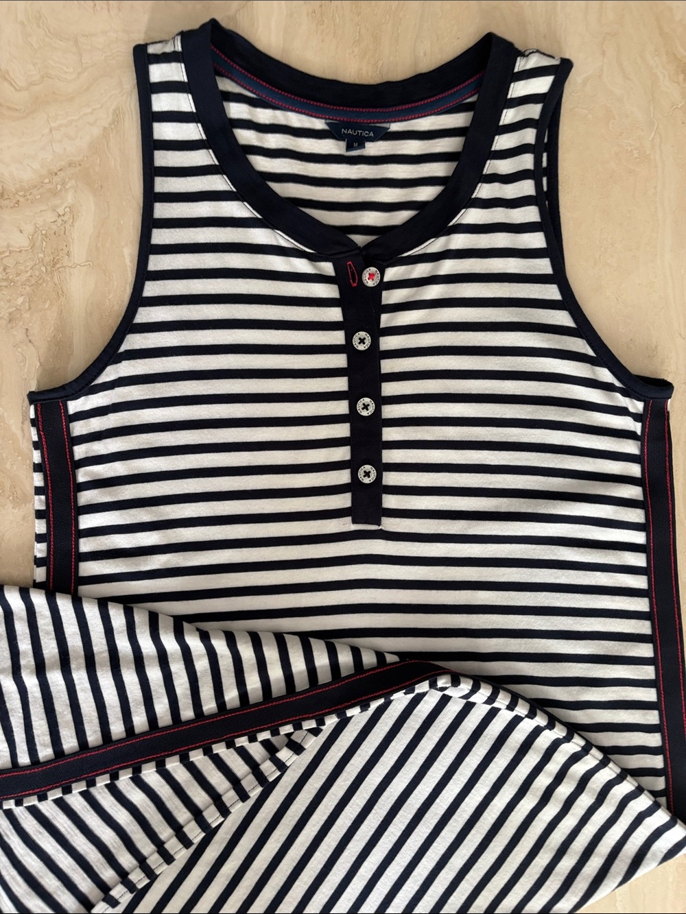 NAUTICA STRIPE MAXI DRESS w SIDE SLITS